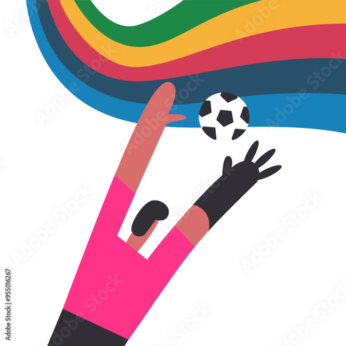 Sports athletic baby Paralympian with prosthetic hand and ball. Sport Games 2024. Flat vector illustration.