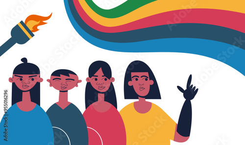 Sports athletic Paralympian People different nationalities in a wheelchair with a torch for fire. Sport Games 2024. Flat vector illustration.