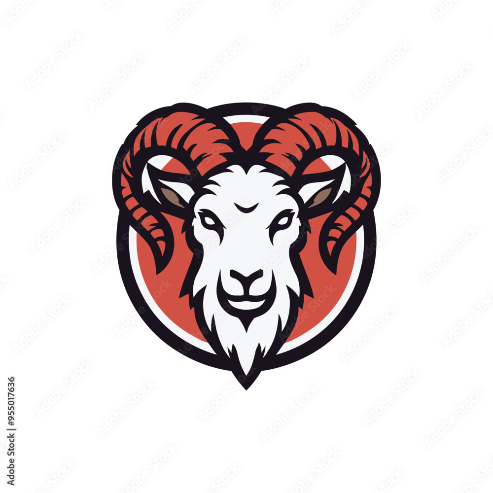 Goat Head Logo Design with Circular Background Goat Head Logo Design with Circular Background