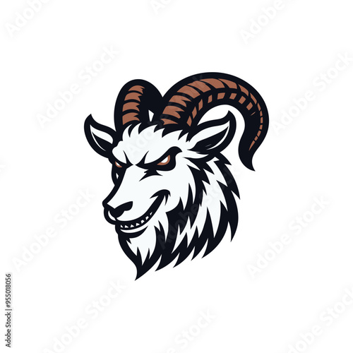 Goat Head Logo Design with Evil Grin