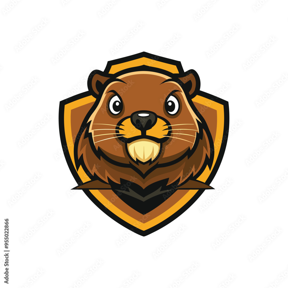 Obraz premium beaver head logo vector illustration