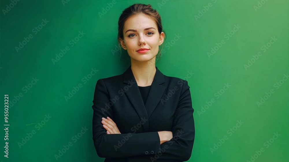 Businesswoman standing isolated on green background, 4k, Ai footage. Businesswoman standing isolated on green background, 4k, Ai footage.