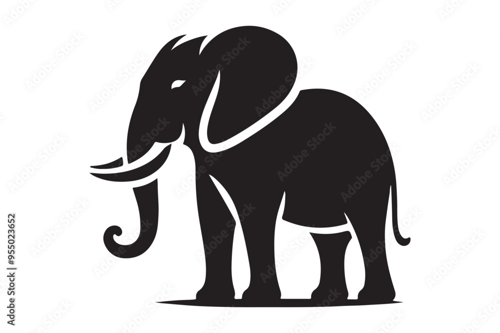 Fototapeta premium Vector Art of Simple Elephant Silhouette