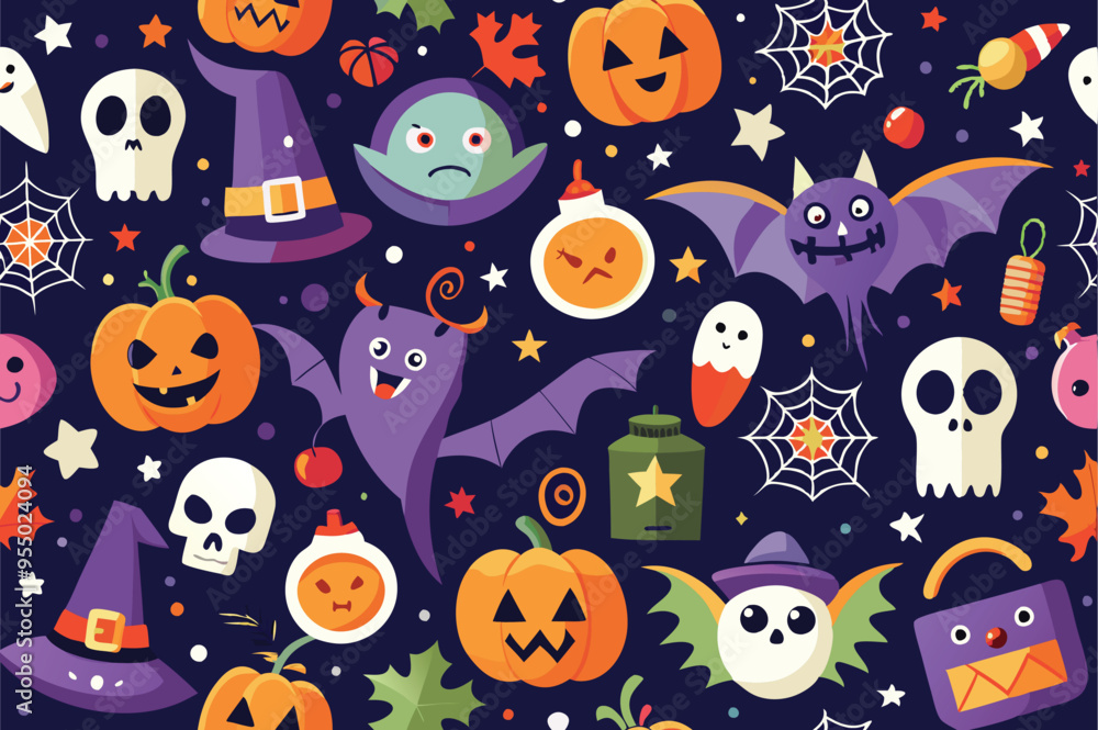 Seamless Halloween vector art pattern design. Seamless Halloween vector art pattern design.