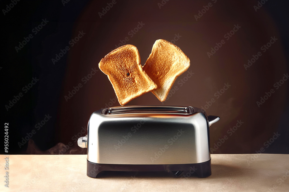 Electric toaster with toast, space for text Electric toaster with toast, space for text