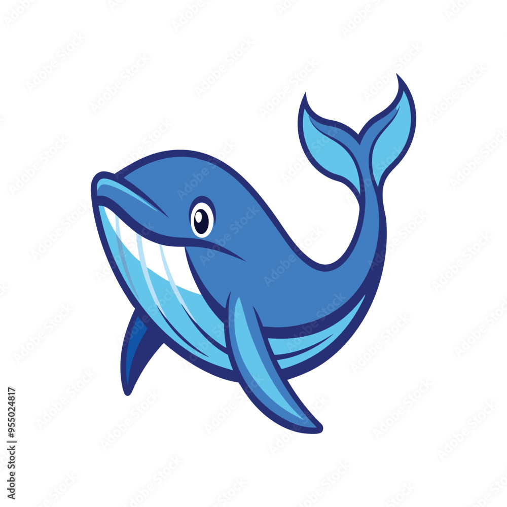 Fototapeta premium Cute blue whale illustration