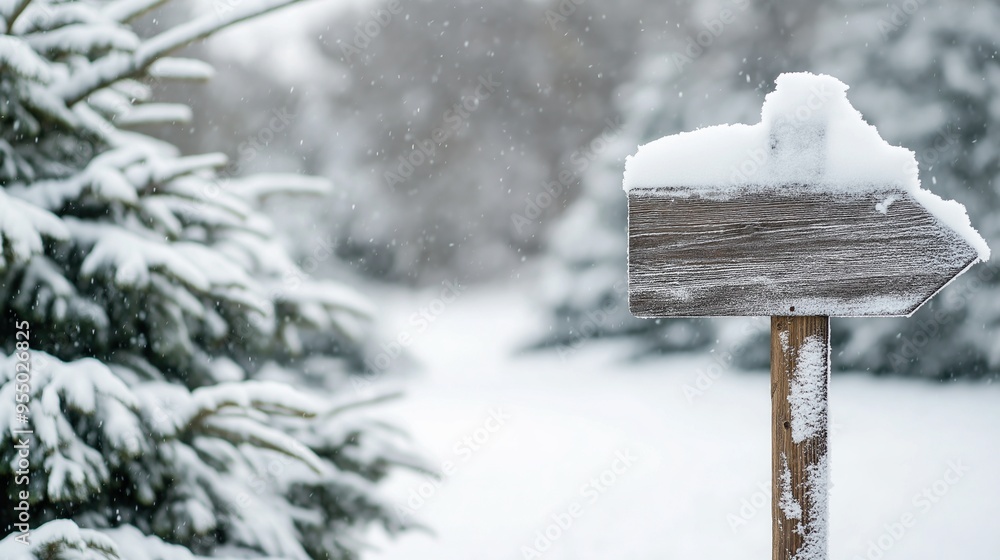 Naklejka premium Snowy Christmas Tree Farm Sign
