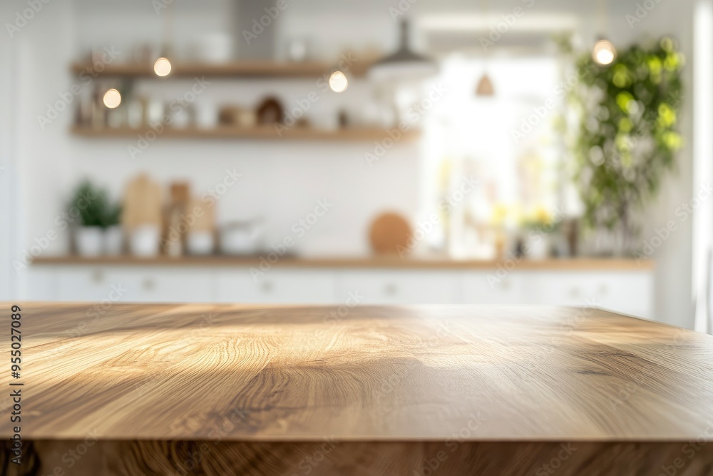 kitchen table background, wood counter top on blur of white clean abstract home interior with bokeh. used for display or montage your wooden for dining background. ai kitchen table background, wood counter top on blur of white clean abstract home interior with bokeh. used for display or montage your wooden for dining background. ai