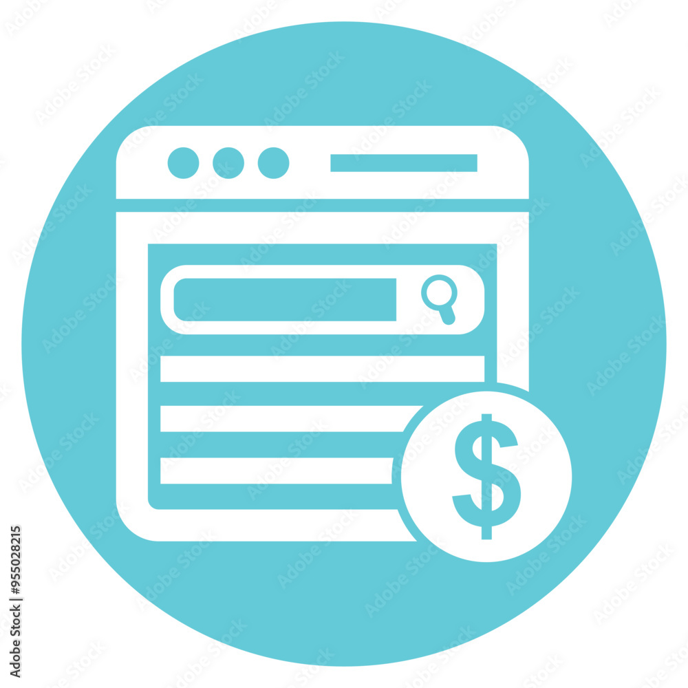 Paid search, research, browser icon Paid search, research, browser icon