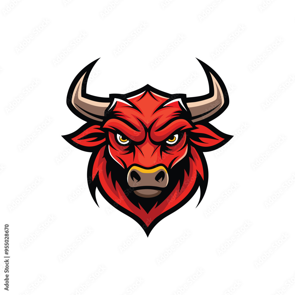 Abstract Angry bull mascot logo icon vector design on white background Abstract Angry bull mascot logo icon vector design on white background