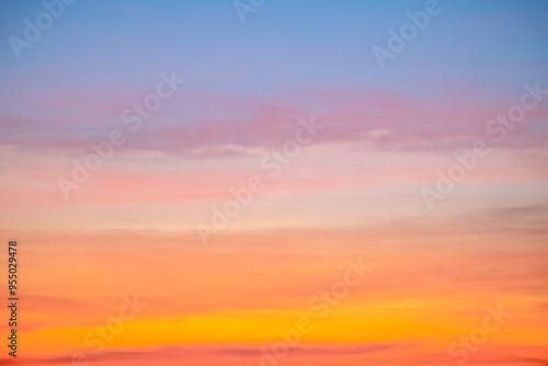 Beautiful , luxury soft gradient orange gold clouds and sunlight on the blue sky perfect for the background, take in everning,Twilight, Large size, high definition landscape photo