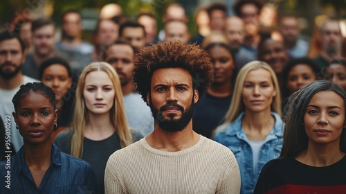 Diverse crowd facing forward