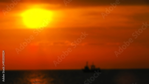 Creative story on the theme of seascape with blurred surface of the image