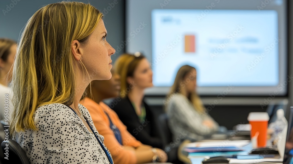 Focused Employees Attentively Engage in Workplace Training Session Focused Employees Attentively Engage in Workplace Training Session