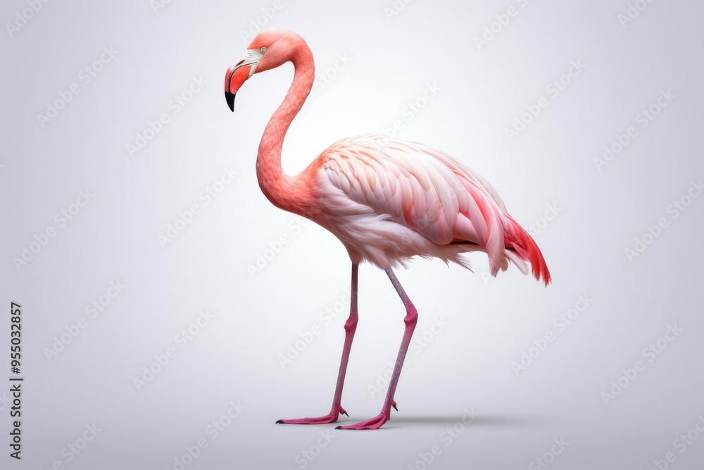 Fototapeta premium Flamingo on White
