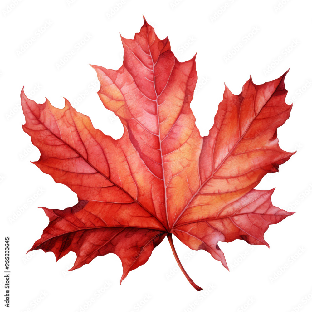 A Single Crimson Maple Leaf with Delicate Veins A Single Crimson Maple Leaf with Delicate Veins