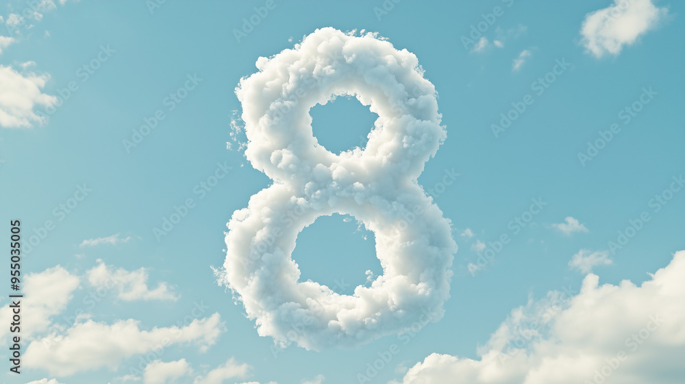 White clouds in the thin strokes in the shape of the number White clouds in the thin strokes in the shape of the number
