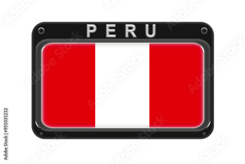 Free Download The flag of Peru in the frame with rivets on white background - GFXLoad