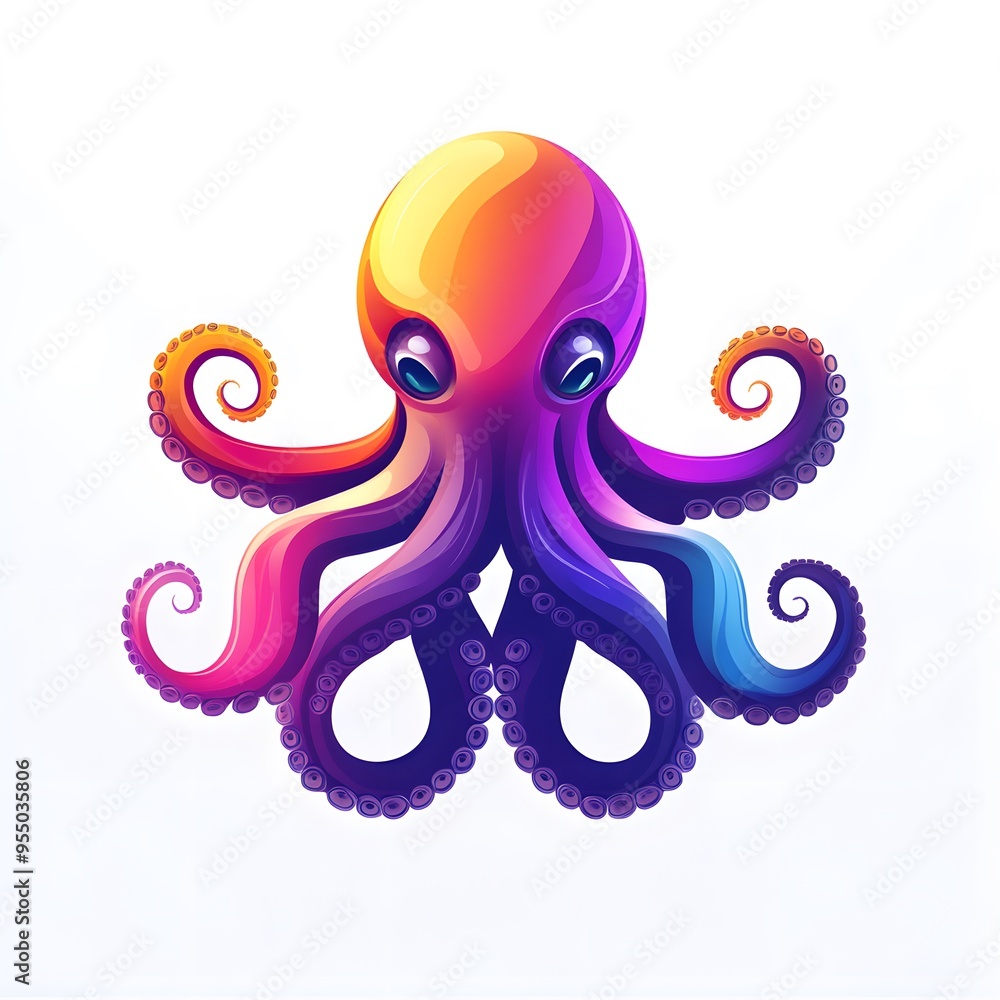 Colorful Octopus Illustration with Gradient Tentacles Colorful Octopus Illustration with Gradient Tentacles