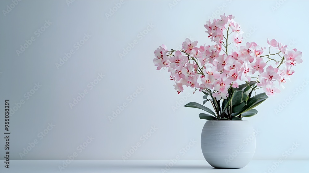 Elegant Thai Flower Arrangement in Classic Vase Against Clean White Background Elegant Thai Flower Arrangement in Classic Vase Against Clean White Background