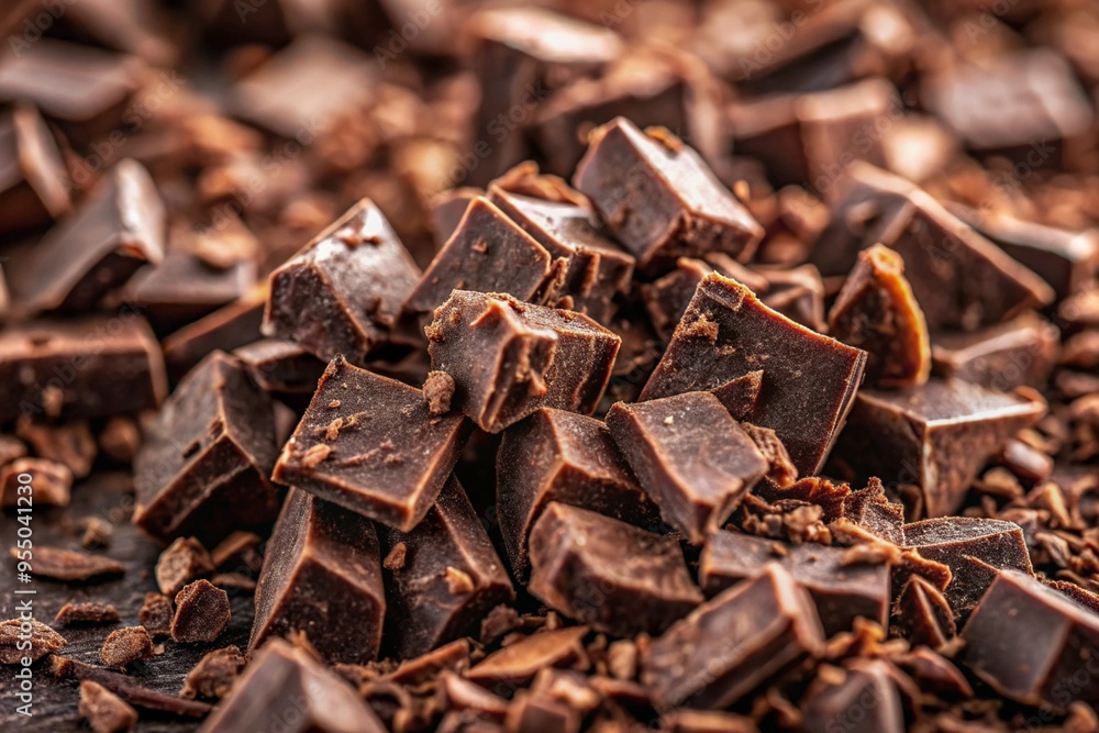 Flat lay of chopped dark chocolate Flat lay of chopped dark chocolate