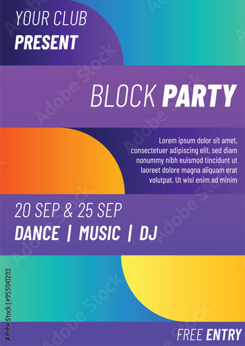 Gradient block party poster template