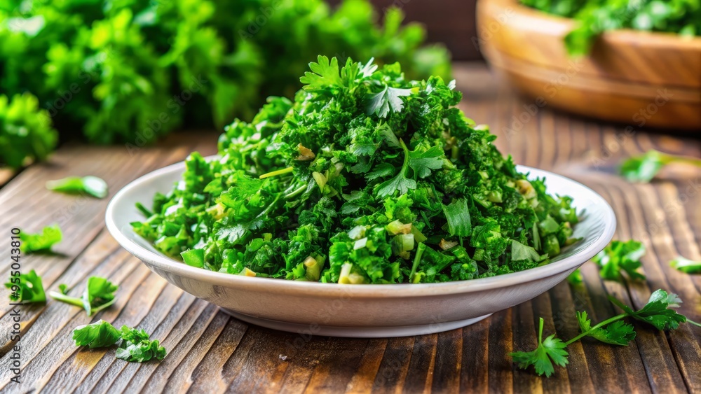 Freshly chopped parsley sprinkled on top of a delicious dish, adding a burst of green freshness and flavor to a culinary masterpiece. Freshly chopped parsley sprinkled on top of a delicious dish, adding a burst of green freshness and flavor to a culinary masterpiece.