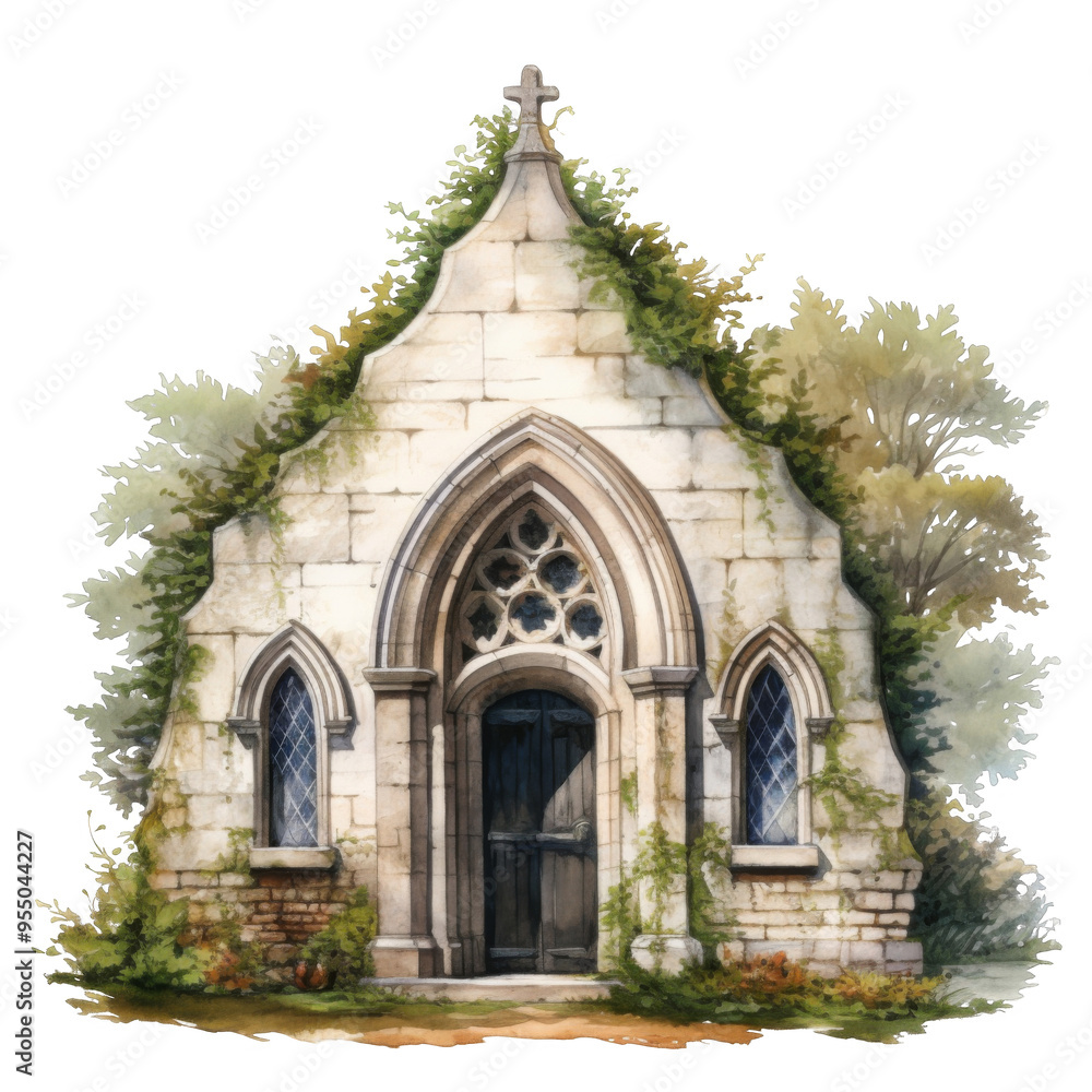 Fototapeta premium A Stone Chapel Overgrown with Vines