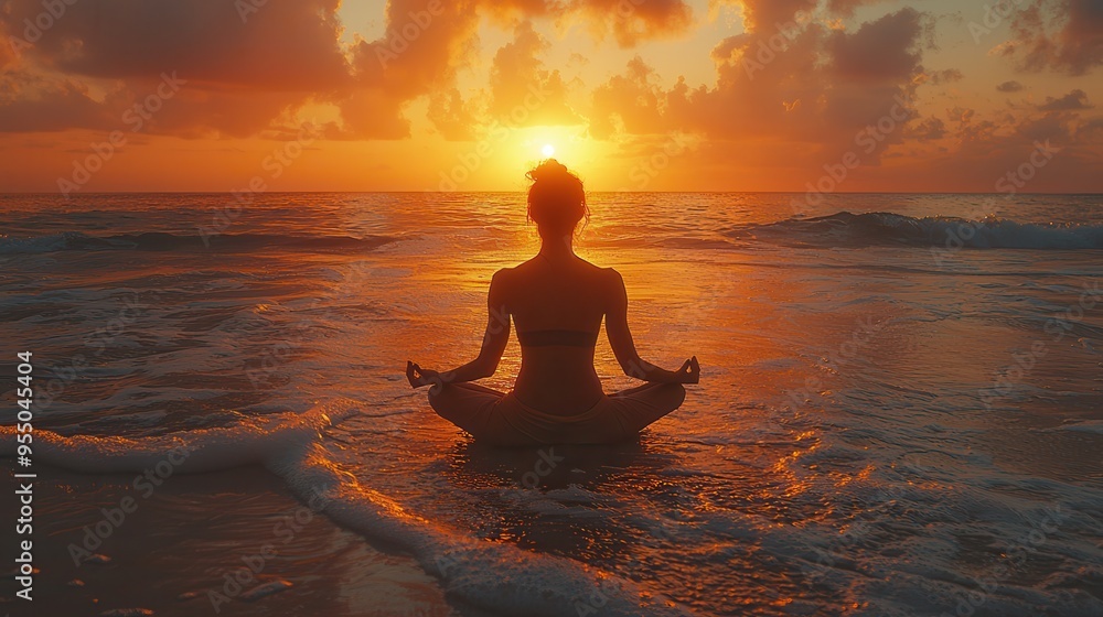 Serene Sunrise Meditation on Beach - Finding Inner Peace in Nature Serene Sunrise Meditation on Beach - Finding Inner Peace in Nature