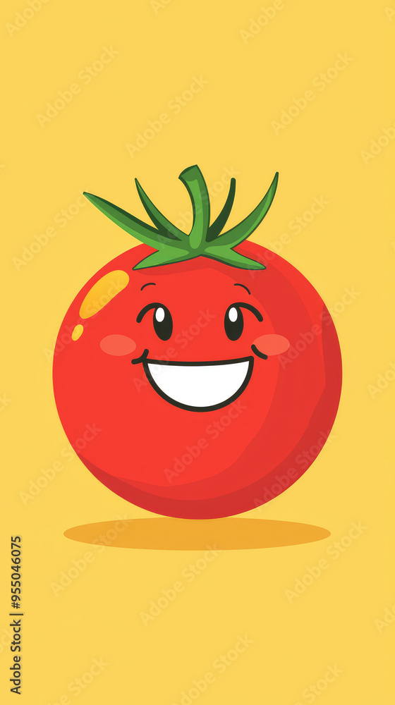 A cheerful tomato with rosy cheeks beams a wide smile, radiating warmth and happiness. A simple illustration capturing pure joy! A cheerful tomato with rosy cheeks beams a wide smile, radiating warmth and happiness. A simple illustration capturing pure joy!