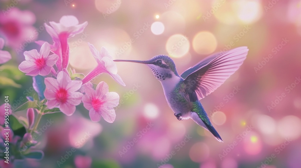 Hummingbird and Flowers Hummingbird and Flowers