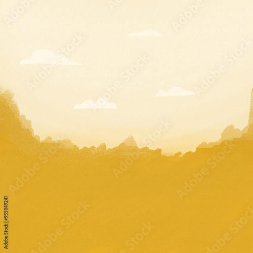 sunset autumn season background cartoon digital water color paint