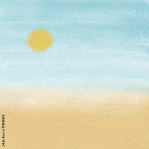 Sunset on the beach digital paint background