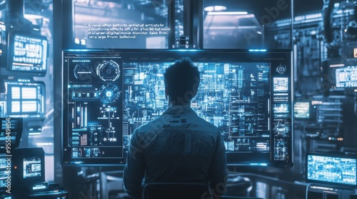 Futuristic Control Room in Dark Sci-Fi Environment