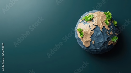 Earth with diminishing resources, critical environmental message, 3D illustration photo