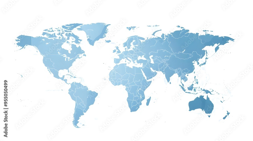 Minimalist Blue World Map with Clean Lines and Calm Design Concept Minimalist Blue World Map with Clean Lines and Calm Design Concept
