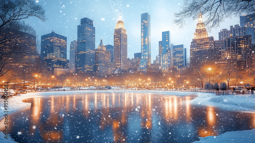 winter, NewYork, City, snow, city
