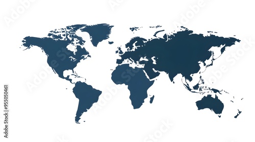 Fototapeta Naklejka Na Ścianę i Meble -  Simplified World Map with Bold Outlines and Smooth Curves on White Background