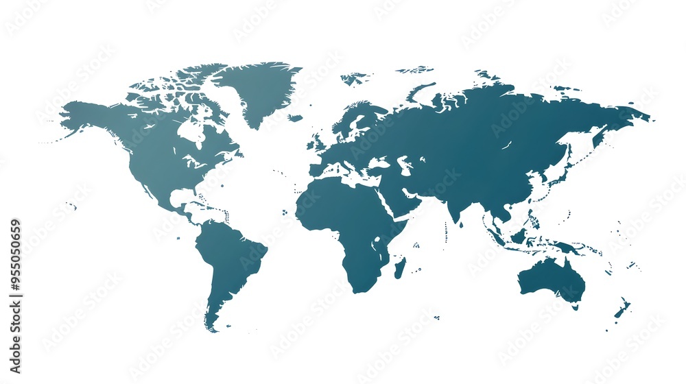 Detailed World Map with Outlined Continents on Clean White Background Detailed World Map with Outlined Continents on Clean White Background