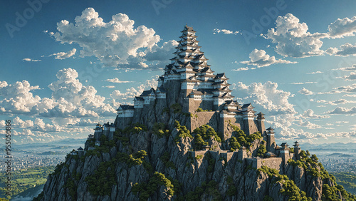 Majestic Japanese castle in the sky photo