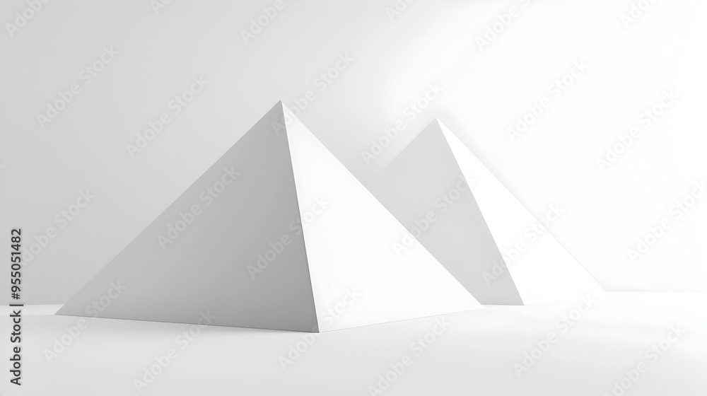 Sleek 3D Geometric Pyramid Isolated on a Minimalist White Background Sleek 3D Geometric Pyramid Isolated on a Minimalist White Background