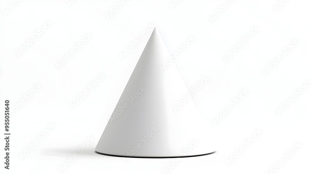 Smooth Pointed 3D Geometric Cone Shape on Clean White Background Smooth Pointed 3D Geometric Cone Shape on Clean White Background