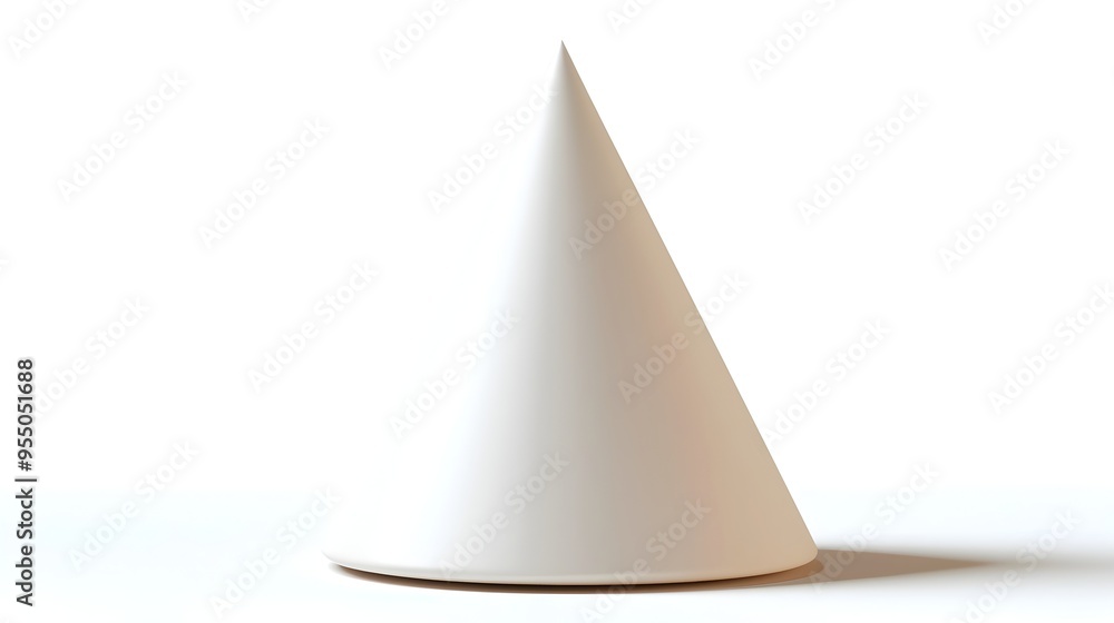 Smooth Geometric 3D Cone Isolated on White Background,Simple Minimalist Shape Design Smooth Geometric 3D Cone Isolated on White Background,Simple Minimalist Shape Design