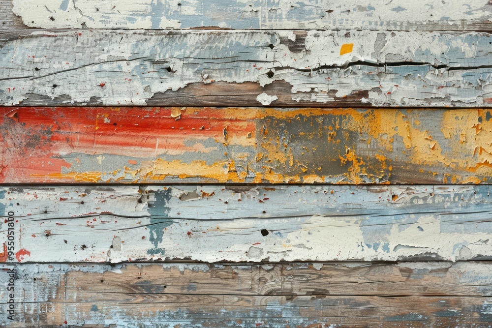 Weathered Wooden Planks with Peeling Paint and Textured Surface Weathered Wooden Planks with Peeling Paint and Textured Surface