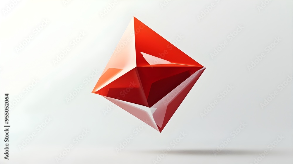 Floating Octahedron 3D Geometric Shape on Clean White Background Floating Octahedron 3D Geometric Shape on Clean White Background
