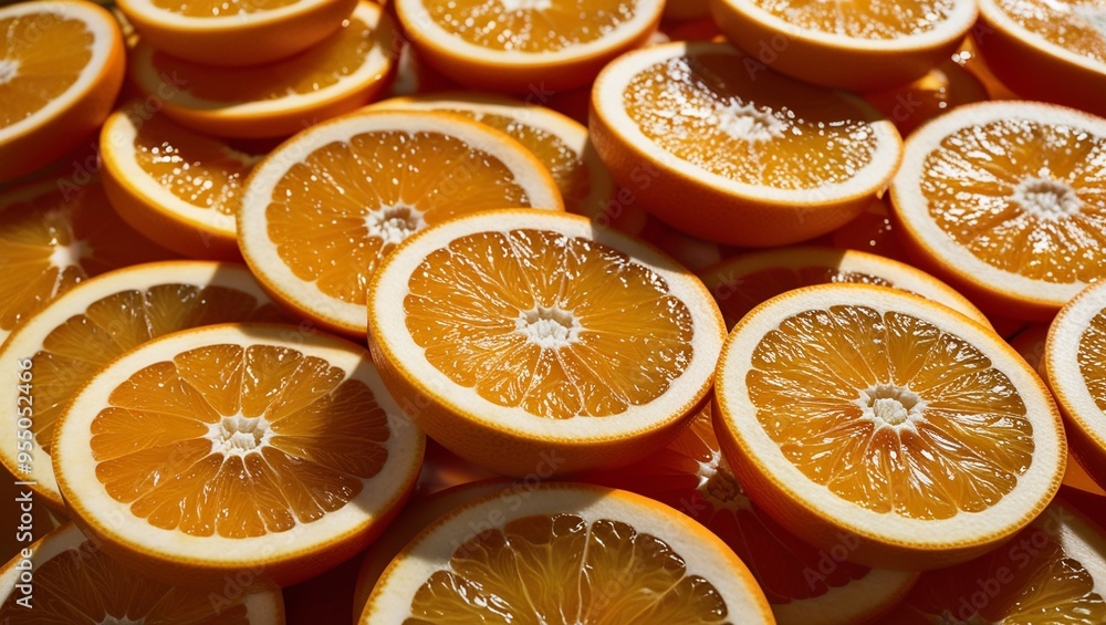 many orange slices are stacked on top of each other. many orange slices are stacked on top of each other.