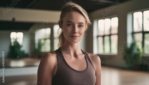 Free Download young woman standing in a yoga studio  - GFXLoad