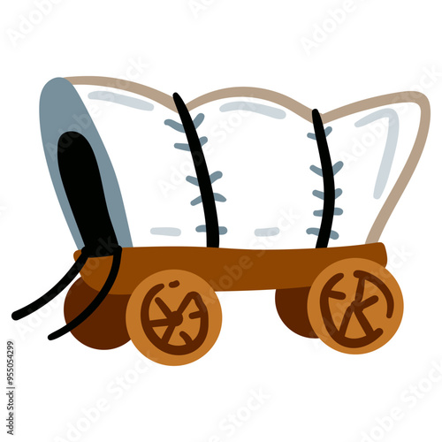 Chuck Wagon. Popular covered wagon cartoon vector illustration isolated on white background
