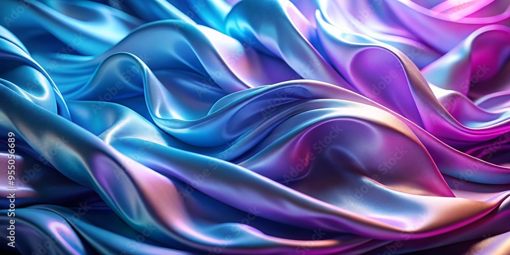 Fototapeta premium Vibrant silk fabric creates a stunning display of flowing colors in a soft, textured composition that captures light beautifully