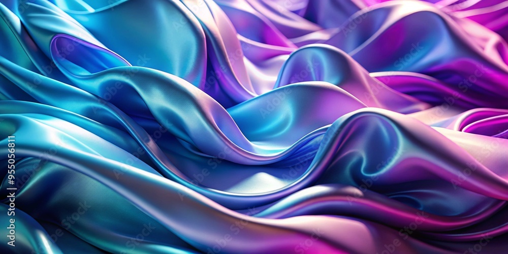 Fototapeta premium Vibrant silk fabric creates a stunning display of flowing colors in a soft, textured composition that captures light beautifully